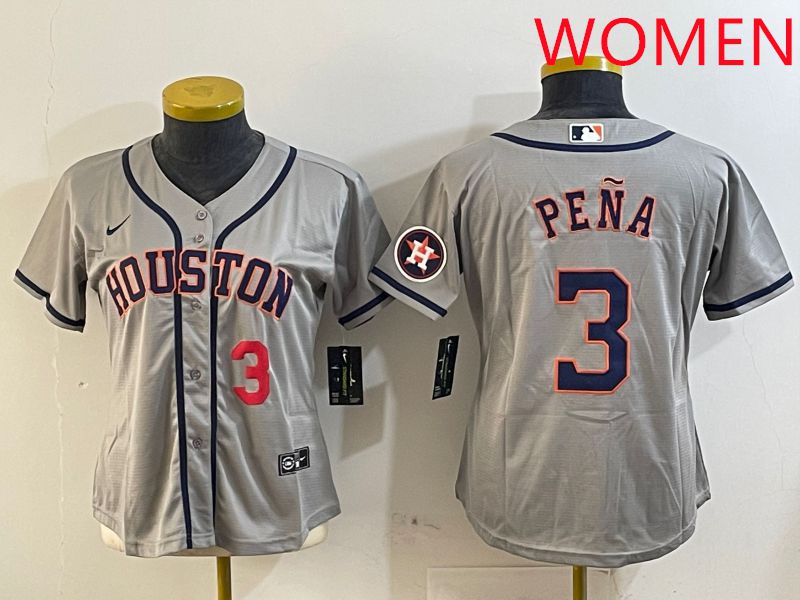 Women Houston Astros 3 Pena Grey Game 2025 Nike MLB Jersey style 2